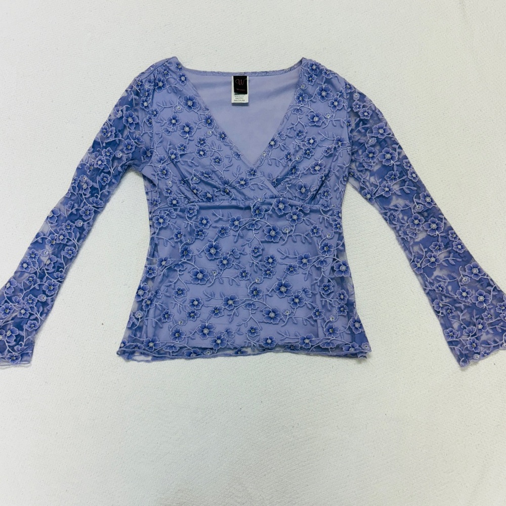 Wrapper Lavender Floral Lace Blouse